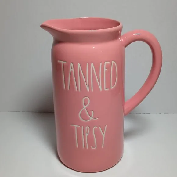 NWT Rae Dunn Tanned And Tipsy Pitcher Ceramic Brand New - Picture 2 of 6
